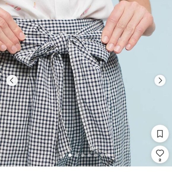 Anthropologie Tie Waist Gingham TrousersCartonnier Size 2 - Picture 5 of 16